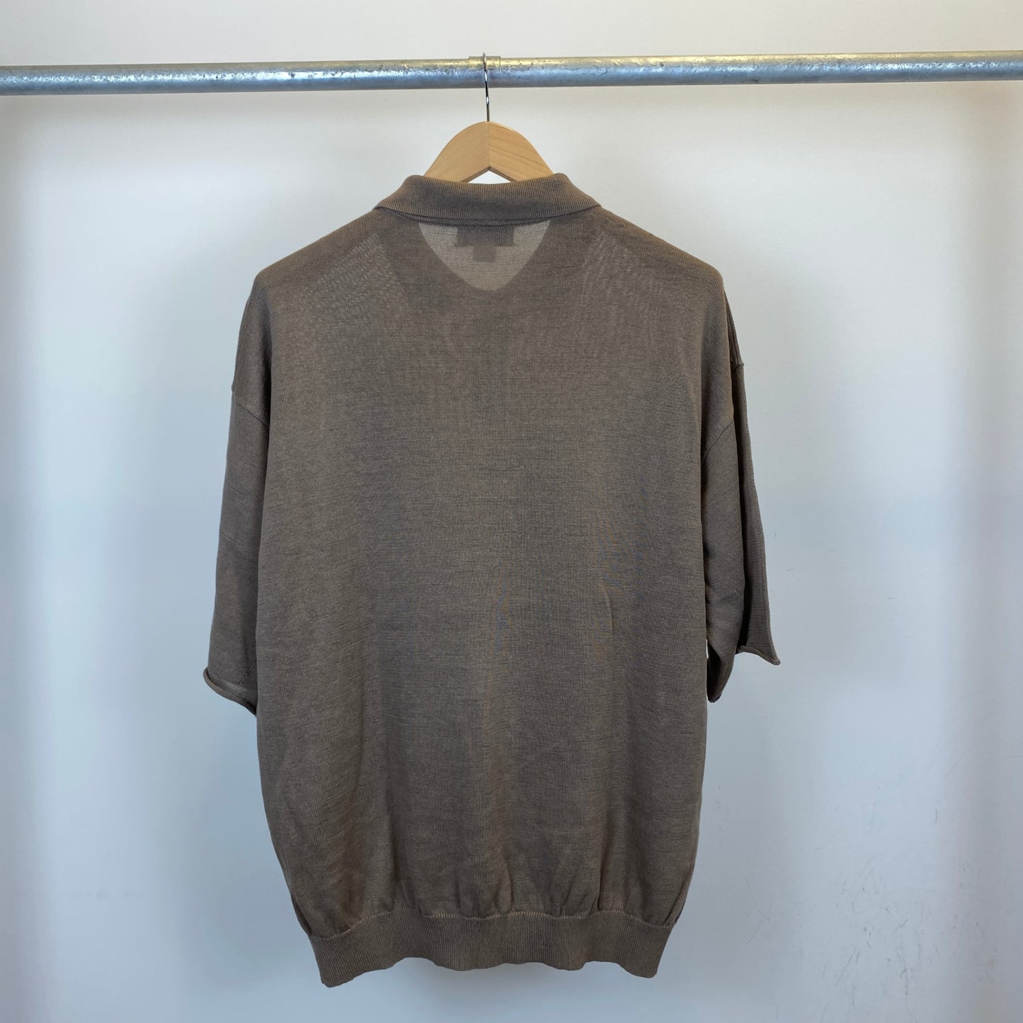 H BEAUTY & YOUTH 半袖ニットポロ メンズ L ベージュ系【中古】