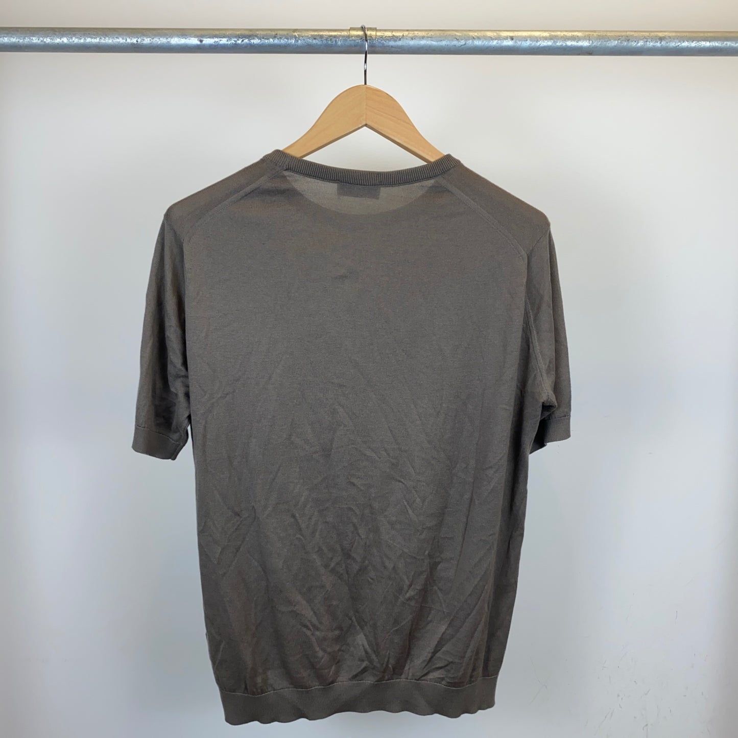 JOHN SMEDLEY 半袖クルーネックニット メンズ L カーキ系【中古】