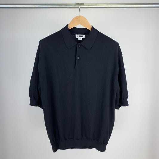 H BEAUTY & YOUTH 半袖ニットポロ メンズ L 黒系【中古】