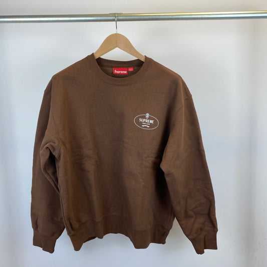 SUPREME crest crewneck メンズ L 茶系【中古】