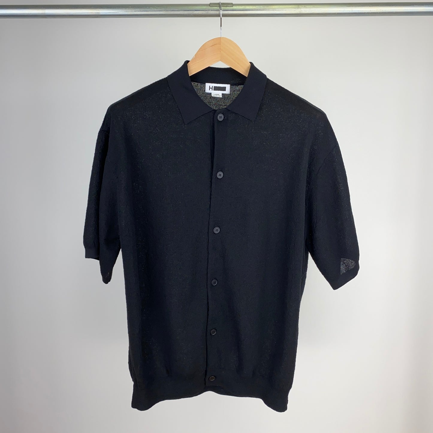 H BEAUTY & YOUTH 半袖ニットシャツ メンズ L 黒系【中古】