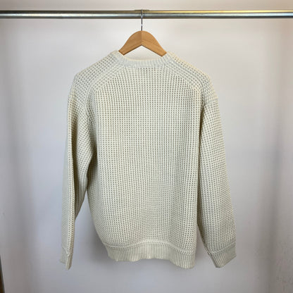 SUPREME waffle small box sweater メンズ L 白系【中古】