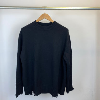 LOEFF ダメージニット メンズ L 黒系【中古】