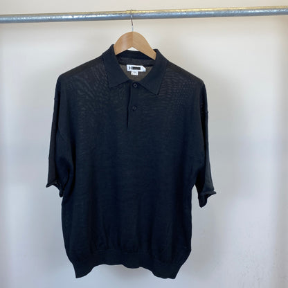 H BEAUTY ＆ YOUTH 半袖ニットポロ メンズ L 黒系【中古】