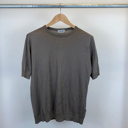 JOHN SMEDLEY 半袖クルーネックニット メンズ L カーキ系【中古】
