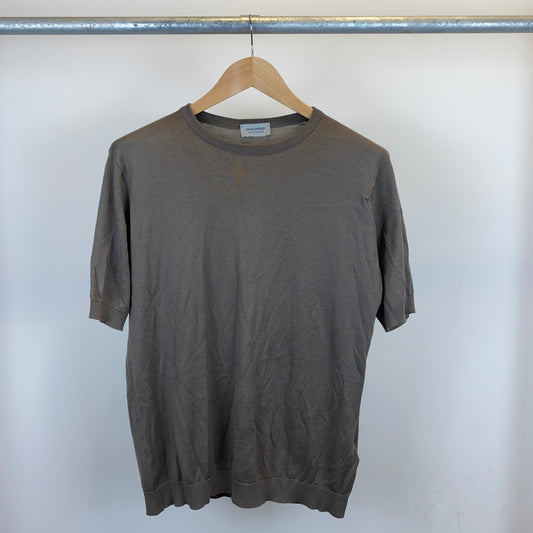 JOHN SMEDLEY 半袖クルーネックニット メンズ L カーキ系【中古】