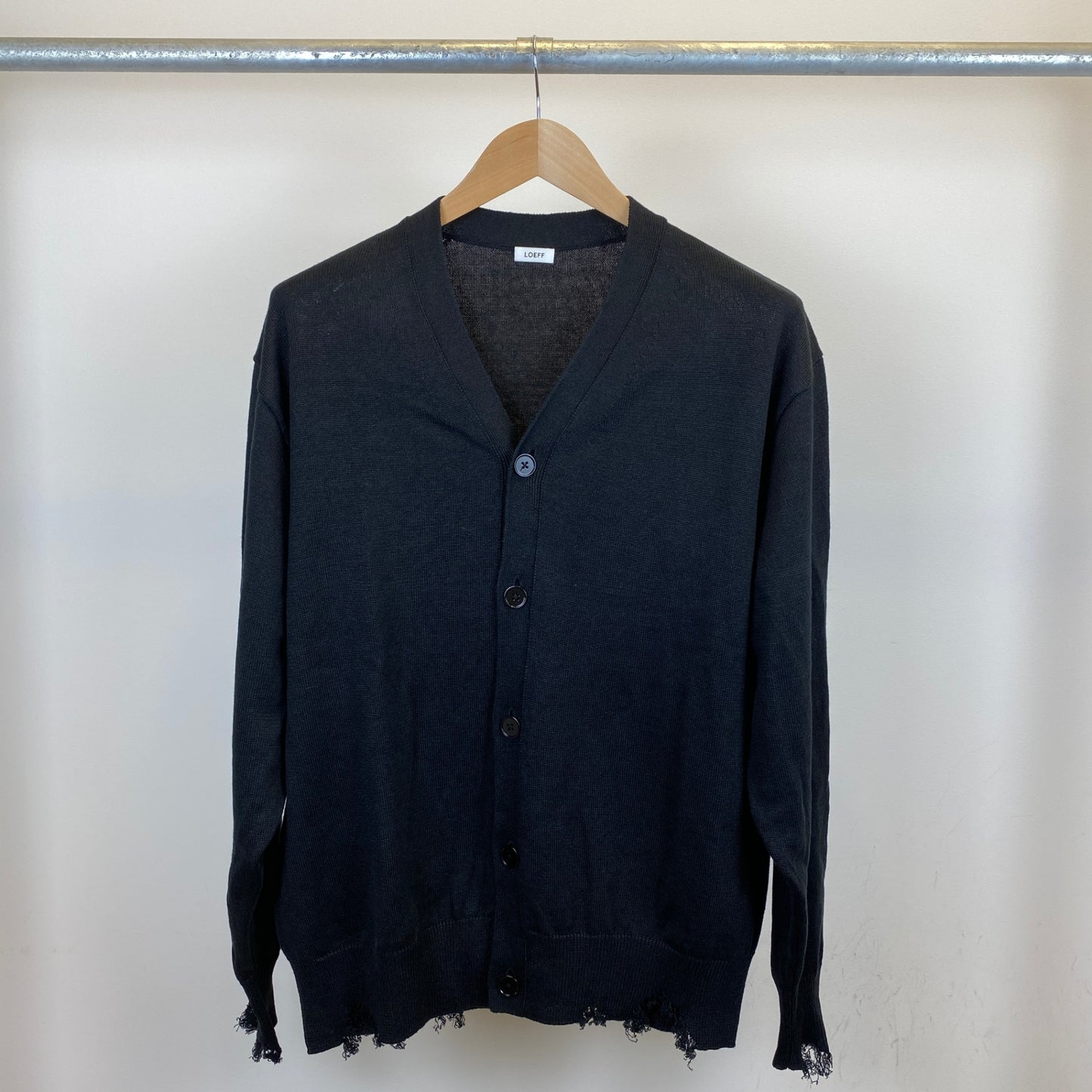 LOEFF ダメージカーディガン メンズ L 黒系【中古】