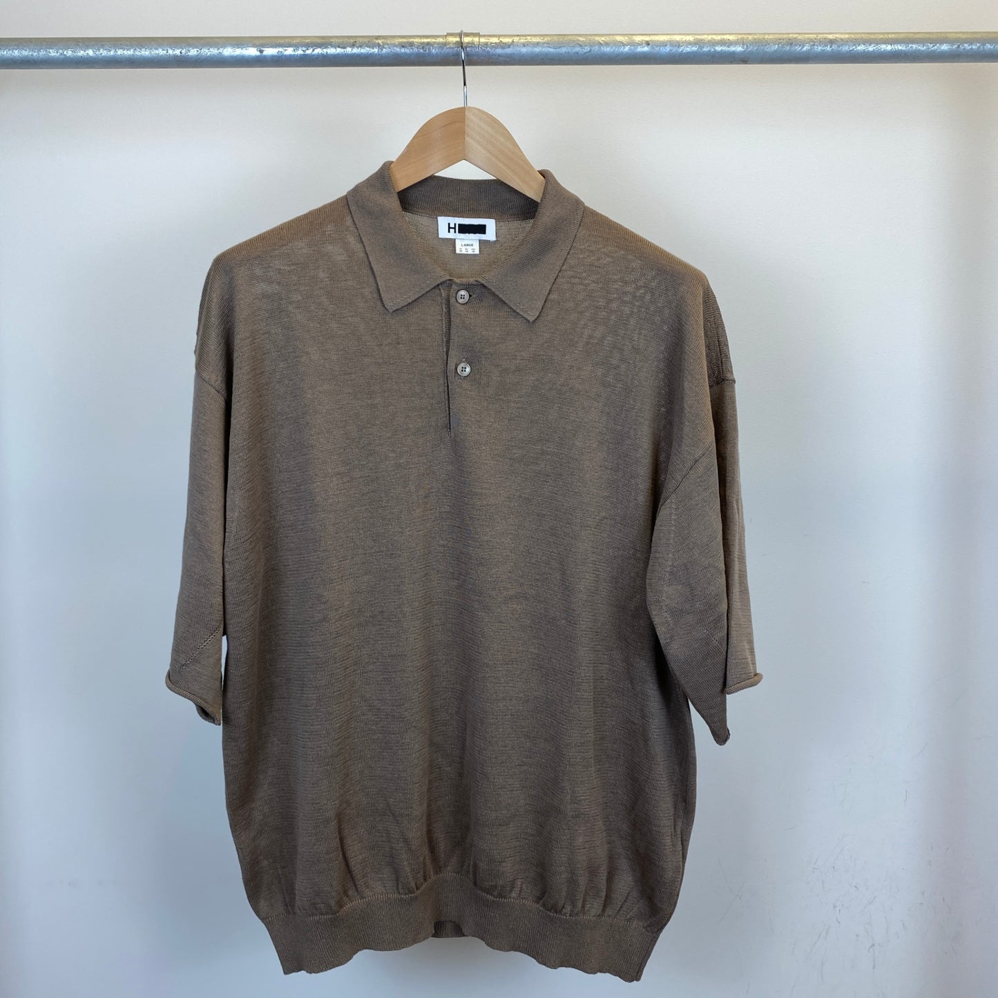 H BEAUTY ＆ YOUTH 半袖ニットポロ メンズ L ベージュ系【中古】