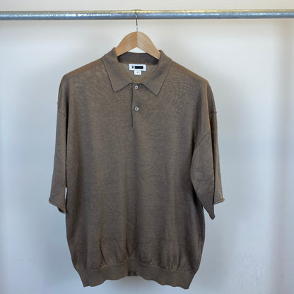 H BEAUTY ＆ YOUTH 半袖ニットポロ メンズ L ベージュ系【中古】
