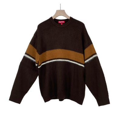 SUPREME Brushed Stripe Sweater メンズ L 茶系【中古】