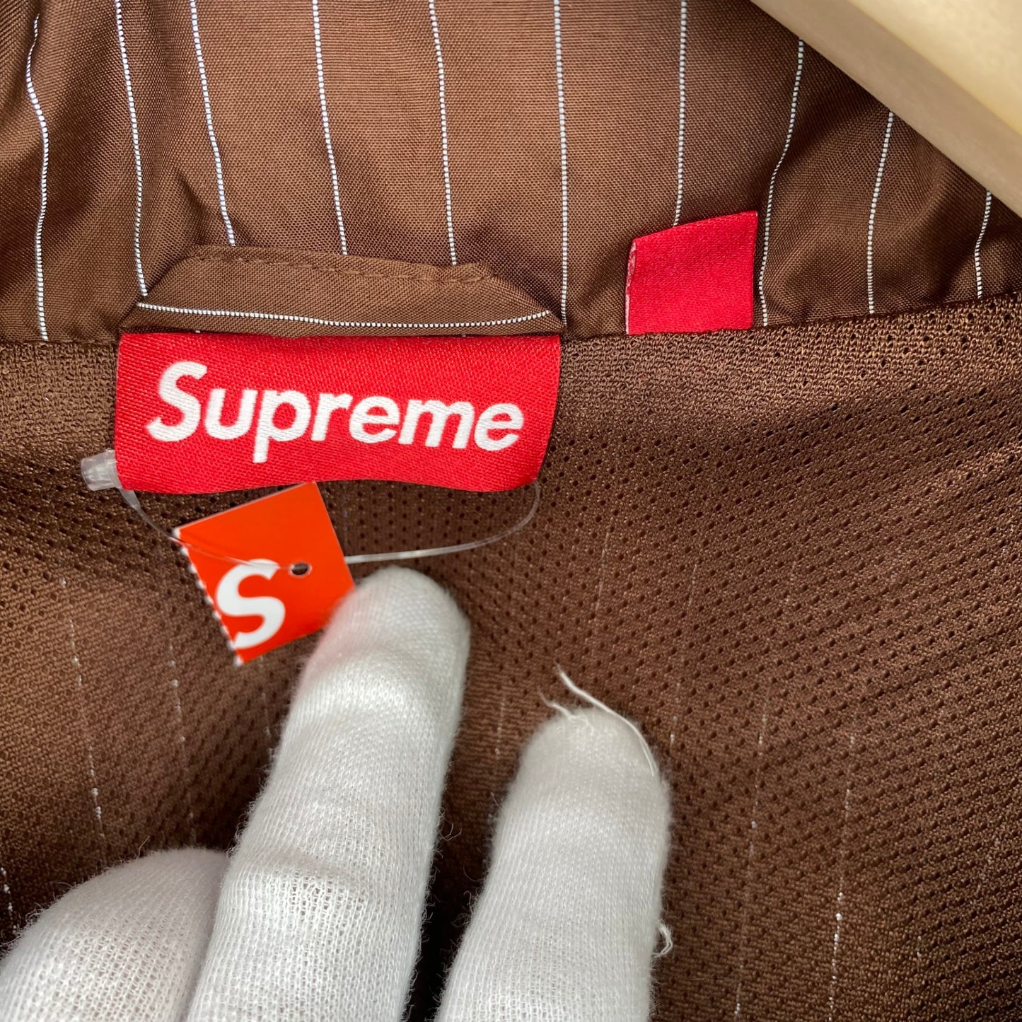 SUPREME Reflective Pinstripe メンズ L 茶系【中古】