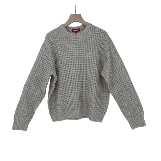 SUPREME Waffle Small Box Sweater メンズ L ベージュ系【中古】
