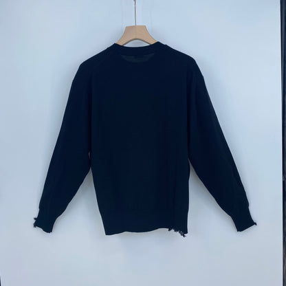 LOEFF ダメージクルーネックニット メンズ L 黒系【中古】