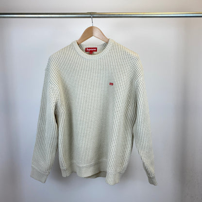 SUPREME waffle small box sweater メンズ L 白系【中古】