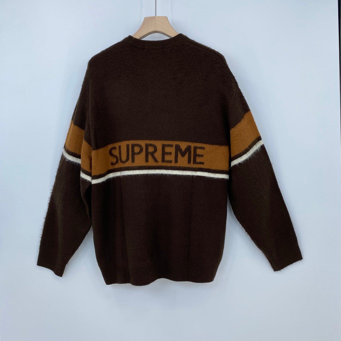 SUPREME Brushed Stripe Sweater メンズ L 茶系【中古】