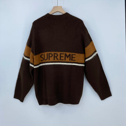 SUPREME Brushed Stripe Sweater メンズ L 茶系【中古】