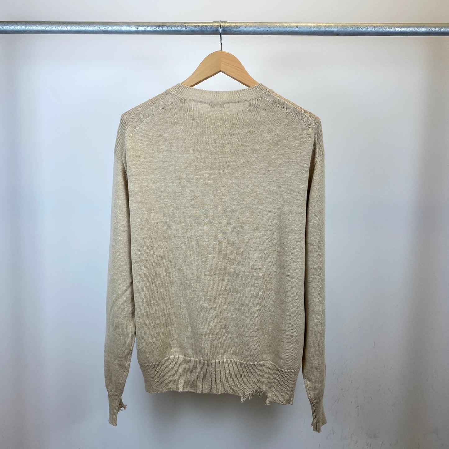 LOEFF ダメージクルーネックニット メンズ L ベージュ系【中古】