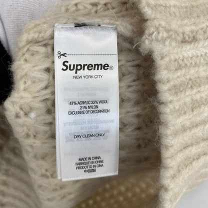 SUPREME Waffle Small Box Sweater メンズ L ベージュ系【中古】