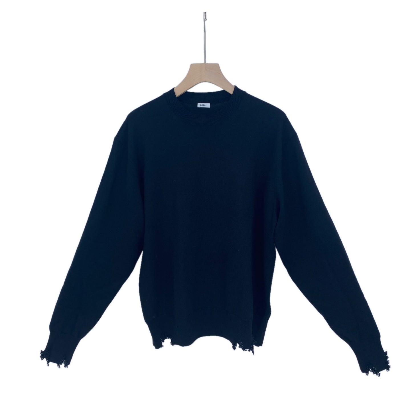 LOEFF ダメージクルーネックニット メンズ L 黒系【中古】