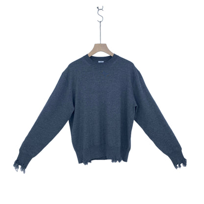 LOEFF ダメージクルーネックニット メンズ L グレー系【中古】